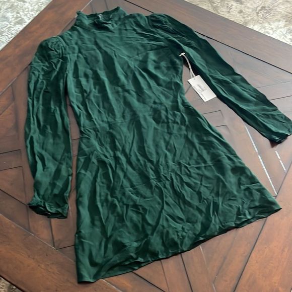 NWT Reformation Women's Green Lewis Ruffled Georgette Mini Dress - size 4 - Picture 10 of 12